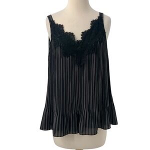 Chicos Sleeveless Black/White Pleated Lace Bodice‎ Camisole Tank Top Size 1/Med